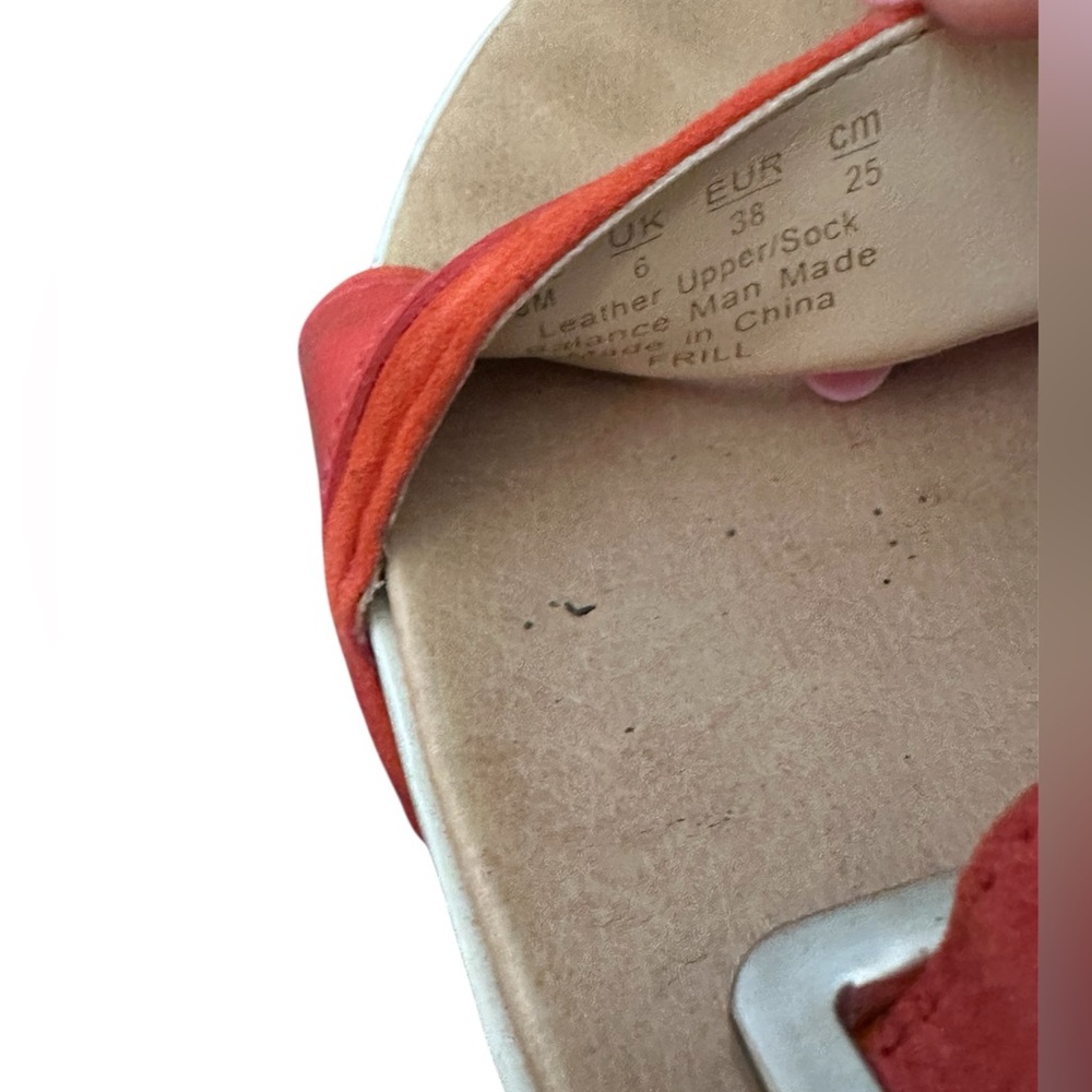Dr. Scholl’s Original Frill Double Red Leather Strap Sandals with Buckle - Picture 6 of 8